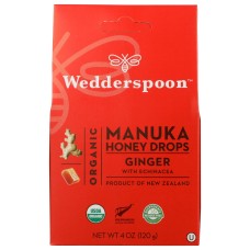WEDDERSPOON: Organic Manuka Honey Drops Ginger, 4 oz