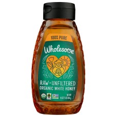 WHOLESOME: Raw Unfiltered Organic White Honey, 16 oz