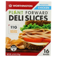 WORTHINGTON: Plant Forward Deli Slices Meatless Chicken, 6.9 oz