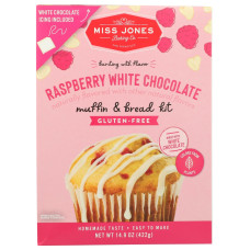 MISS JONES BAKING CO: Gluten Free Raspberry White Chocolate Muffin and Bread Kit, 14.9 oz