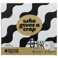 WHO GIVES A CRAP: Bamboo Toilet Paper 4 Rolls, 1 ea
