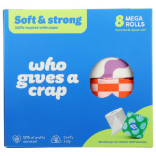 WHO GIVES A CRAP: Recycled Toilet Paper 8 Rolls, 1 ea