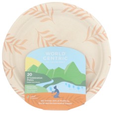 WORLD CENTRIC: Compostable Celebration Plate 9 Inches, 20 pc