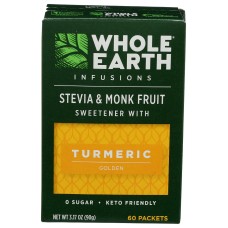WHOLE EARTH: Infusions Stevia & Monk Fruit Sweetener Turmeric, 60 pk