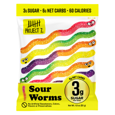 PROJECT 7: Worms Gummy Sour L Sugar, 1.8 oz