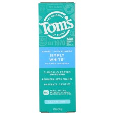 TOMS OF MAINE: Simply White Toothpaste Clean Mint, 4 oz