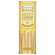DOLCETTO: Premium Zesty Lemon Rolled Wafers, 3 oz