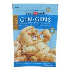Ginger People Chewy Ginger Candy - Peanut - Case of 12 - 3 oz.